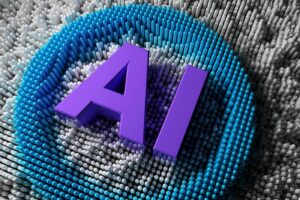 image of purple letters "AI" in a blue circle on a gray background